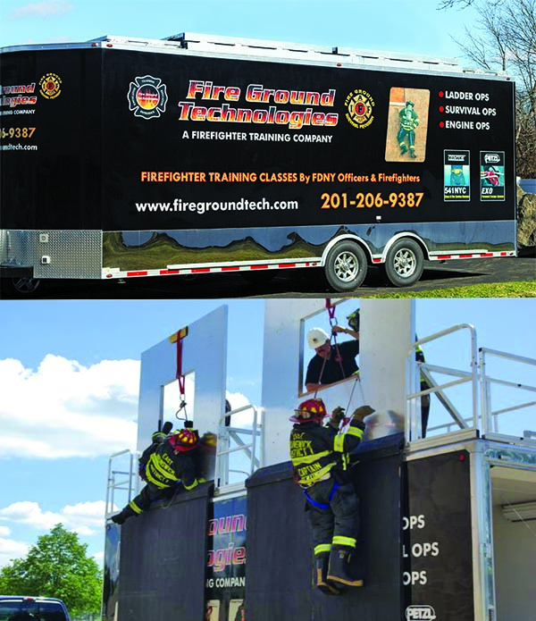 Mobile firefighter training bailout trailer